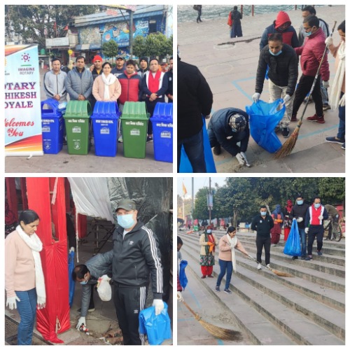 महापौर के आह्वान पर रोटरी ऋषिकेश रायँल ने गंगा तट पर चलाया स्वच्छता अभियान