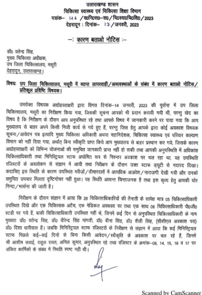 ब्रेकिंग: स्वास्थ्य सचिव का एक्शन, मुख्य चिकित्सा अधीक्षक डॉ यतेंद्र सिंह को कारण बताओ नोटिस