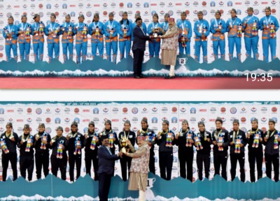 प्रभारी मंत्री महाराज ने महिला हॉकी खिलाड़ियों को किया सम्मानित