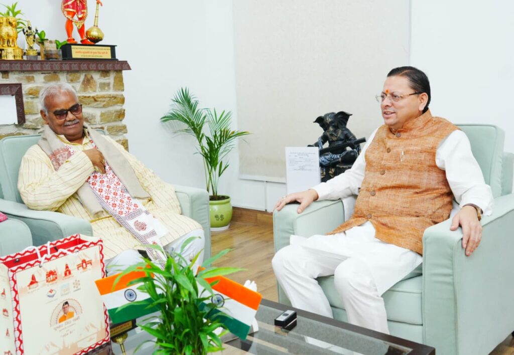 मुख्यमंत्री धामी से राजस्थान सरकार के कैबिनेट मंत्री मदन दिलावर ने की शिष्टाचार भेंट