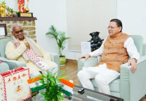मुख्यमंत्री धामी से राजस्थान सरकार के कैबिनेट मंत्री मदन दिलावर ने की शिष्टाचार भेंट