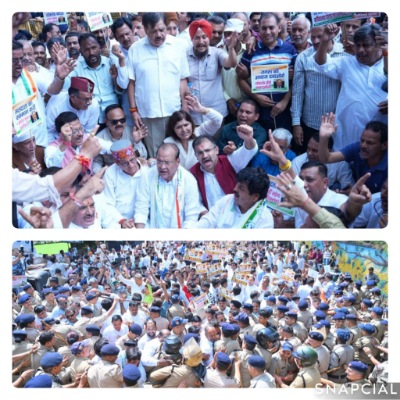 उत्तराखंड कांग्रेस का जोरदार प्रदर्शन, किया सचिवालय निर्वाचन कार्यालय का घेराव